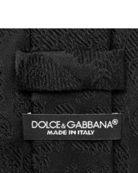 Мужской черный шелковый галстук с цветочным принтом от Dolce & Gabbana
