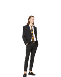 Мужской черный шелковый галстук с цветочным принтом от Versace