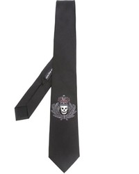 Мужской черный шелковый галстук от Alexander McQueen
