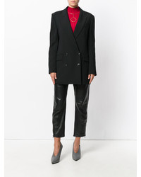 Женский черный шелковый двубортный пиджак от PIERRE BALMAIN