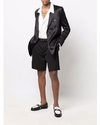 Мужской черный шелковый двубортный пиджак от Saint Laurent