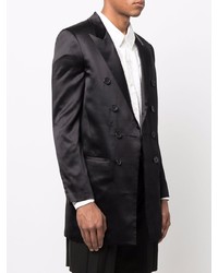 Мужской черный шелковый двубортный пиджак от Saint Laurent