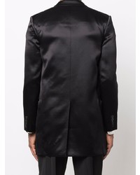 Мужской черный шелковый двубортный пиджак от Saint Laurent
