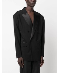 Мужской черный шелковый двубортный пиджак от DSQUARED2