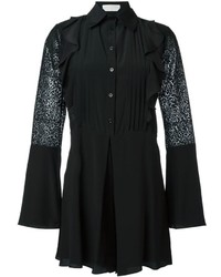 Черный шелковый комбинезон с шортами с вышивкой от See by Chloe