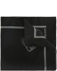 Черный шелковый нагрудный платок с принтом от Alexander McQueen