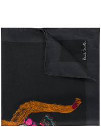 Черный шелковый нагрудный платок с принтом от Paul Smith