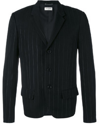 Мужской черный шелковый пиджак в вертикальную полоску от Saint Laurent