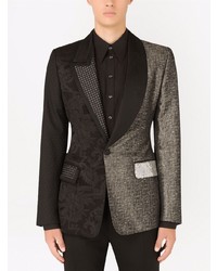 Мужской черный шелковый пиджак в стиле пэчворк от Dolce & Gabbana