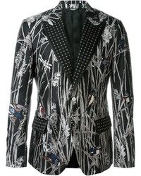 Мужской черный шелковый пиджак с принтом от Dolce & Gabbana