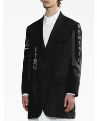 Мужской черный шелковый пиджак с принтом от Yohji Yamamoto