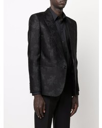 Мужской черный шелковый пиджак с цветочным принтом от Saint Laurent