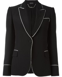 Женский черный шелковый пиджак от Alexander McQueen