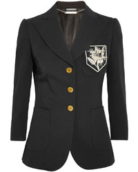 Женский черный шелковый пиджак от Alexander McQueen