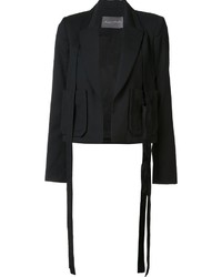 Женский черный шелковый пиджак от Monique Lhuillier
