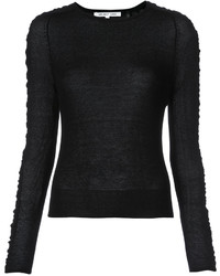 Женский черный шелковый свитер в горизонтальную полоску от Helmut Lang
