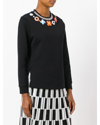 Женский черный шелковый свитер с вышивкой от Fendi