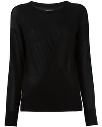 Женский черный шелковый свитер с круглым вырезом от Isabel Marant