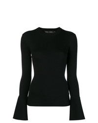 Женский черный шелковый свитер с круглым вырезом от Proenza Schouler