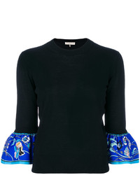 Женский черный шелковый свитер с принтом от Emilio Pucci