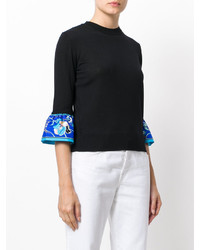 Женский черный шелковый свитер с принтом от Emilio Pucci
