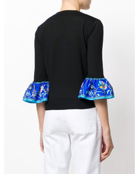 Женский черный шелковый свитер с принтом от Emilio Pucci