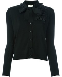 Черный шелковый свитер с украшением