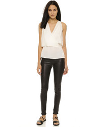 Черный шелковый топ без рукавов от Theory