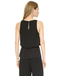 Черный шелковый топ без рукавов от Theory
