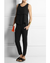 Черный шелковый топ без рукавов от Theory