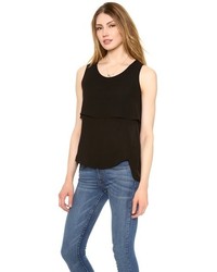 Черный шелковый топ без рукавов от Theory