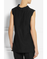 Черный шелковый топ без рукавов от Jil Sander
