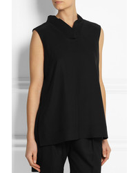Черный шелковый топ без рукавов от Jil Sander