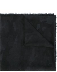 Мужской черный шелковый шарф с камуфляжным принтом от Valentino Garavani