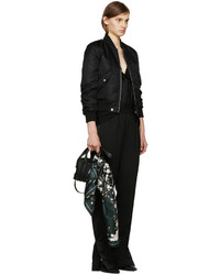 Женский черный шелковый шарф с принтом от Givenchy
