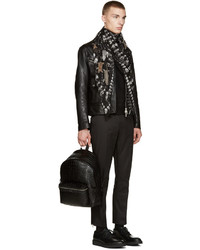 Мужской черный шелковый шарф с принтом от Alexander McQueen