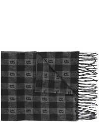 Мужской черный шелковый шарф с принтом от Brioni