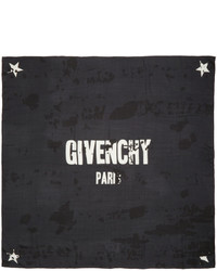 Мужской черный шелковый шарф с принтом от Givenchy