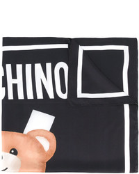 Женский черный шелковый шарф с принтом от Moschino