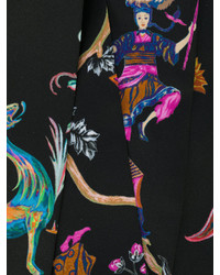 Женский черный шелковый шарф с принтом от Etro