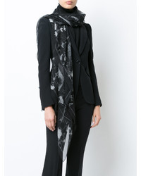 Женский черный шелковый шарф с принтом от Alexander McQueen