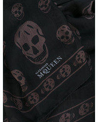 Мужской черный шелковый шарф с принтом от Alexander McQueen