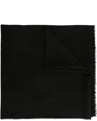 Женский черный шелковый шарф с цветочным принтом от Chanel