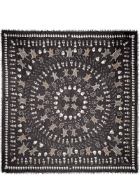 Женский черный шелковый шарф от Alexander McQueen