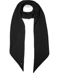 Женский черный шелковый шарф от Saint Laurent
