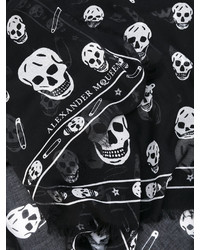 Мужской черный шелковый шарф от Alexander McQueen