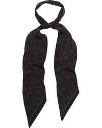 Женский черный шелковый шарф