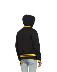 Мужской черный шерстяной бомбер с принтом от Gucci