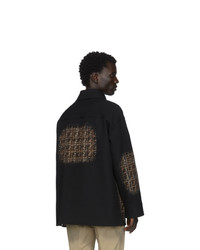 Мужской черный шерстяной бомбер от Fendi