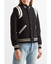 Женский черный шерстяной бомбер от Saint Laurent